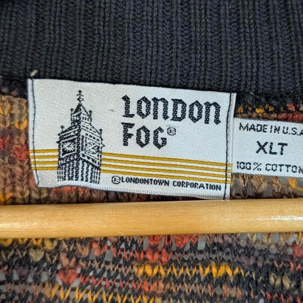 London Fog Vintage Cotton Cardigan Multicolor USA XLT - Picture 7 of 7